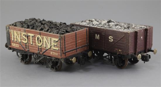 A Gauge 1 set of two open wagons, one marked Instone, No 6833,